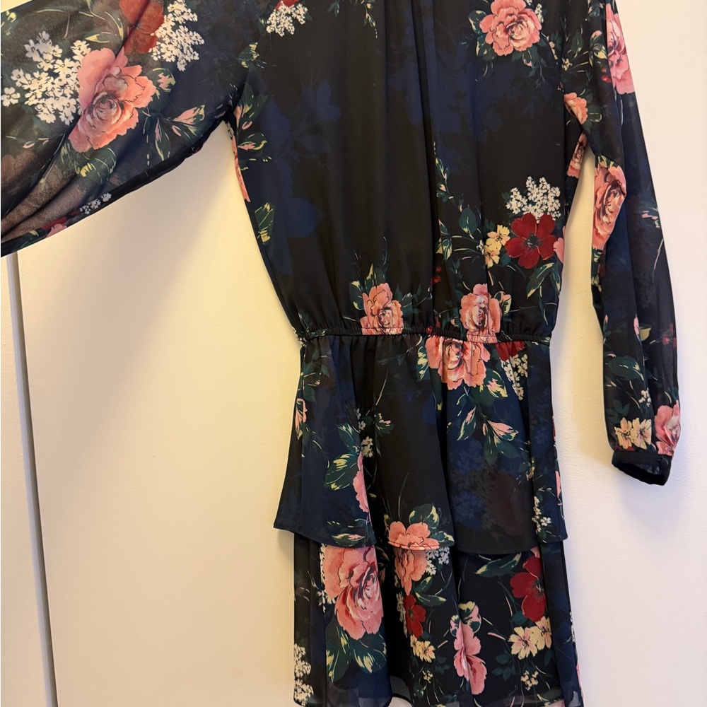 Yumi Kim Floral Mini Dress - Black and Pink